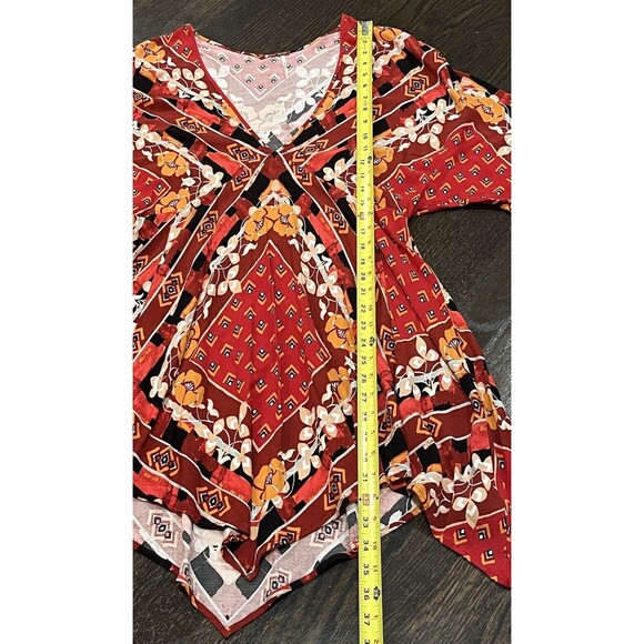 Free People Dress Women’s Large Ride to the Sunset Red Tunic Top Mini Hippie - Picture 9 of 10